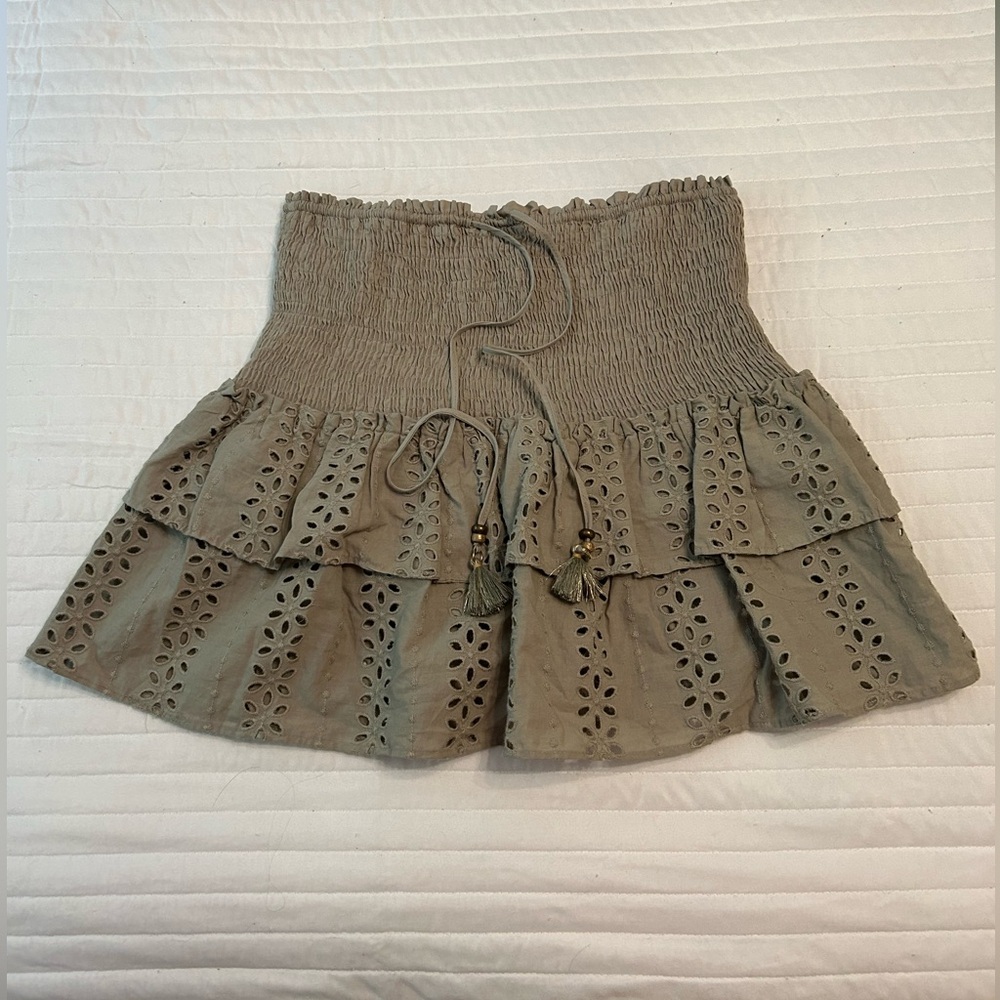 Zara Women's Green and Khaki Skirt